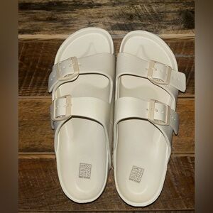 Cream Double Strap Sandals